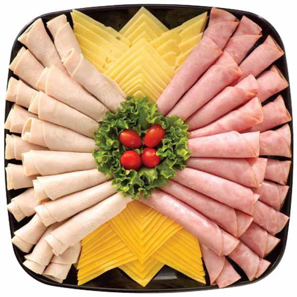 All American Platter
Turkey, Ham, yellow American cheese, and Swiss cheese.
10 Servings
$49.99